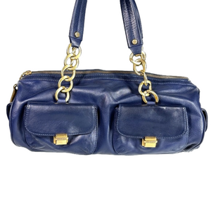 Juicy Couture Y2K Navy Leather Barrel Purse Classic RARE